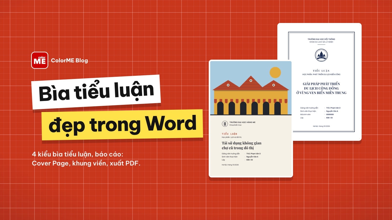 Cách làm bìa tiểu luận, bìa báo cáo đẹp trong Word