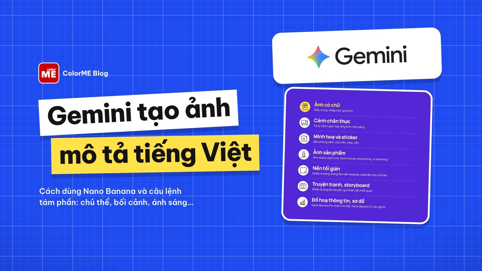 Gemini tạo ảnh: cách dùng Nano Banana và mẹo viết mô tả tiếng Việt