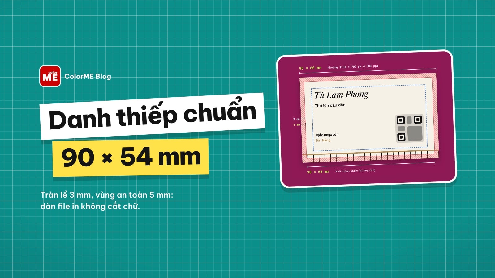 Kích thước danh thiếp chuẩn và cách dàn file in không bị cắt chữ