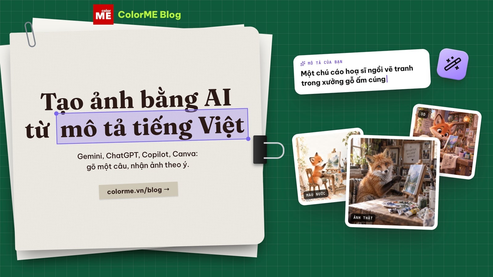 Cách tạo ảnh bằng AI miễn phí từ mô tả tiếng Việt: Gemini, ChatGPT, Copilot, Canva