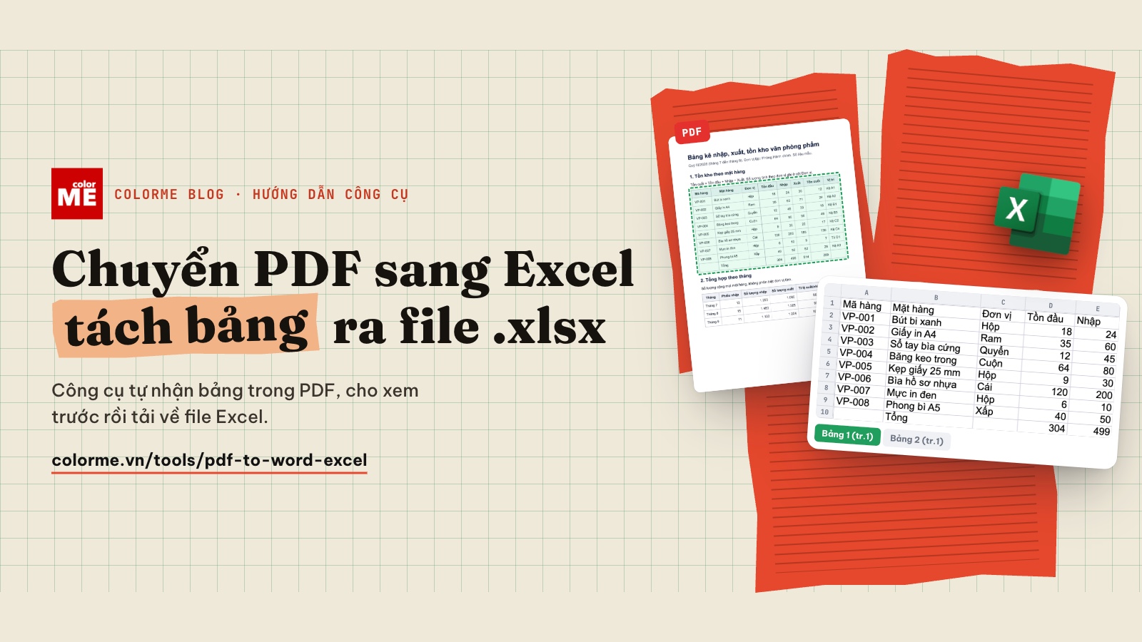 Chuyển PDF sang Excel miễn phí: tách bảng trong PDF ra file .xlsx