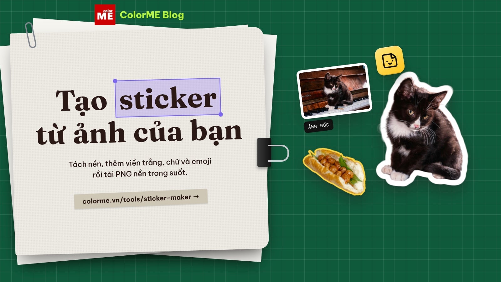 Tạo sticker từ ảnh online: tách nền, thêm viền trắng, chữ và emoji