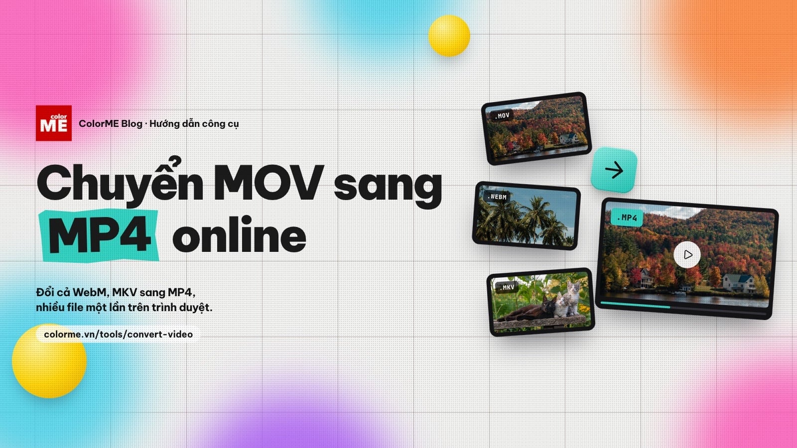 Chuyển MOV sang MP4 online miễn phí: đổi cả WebM, MKV, nhiều file một lần