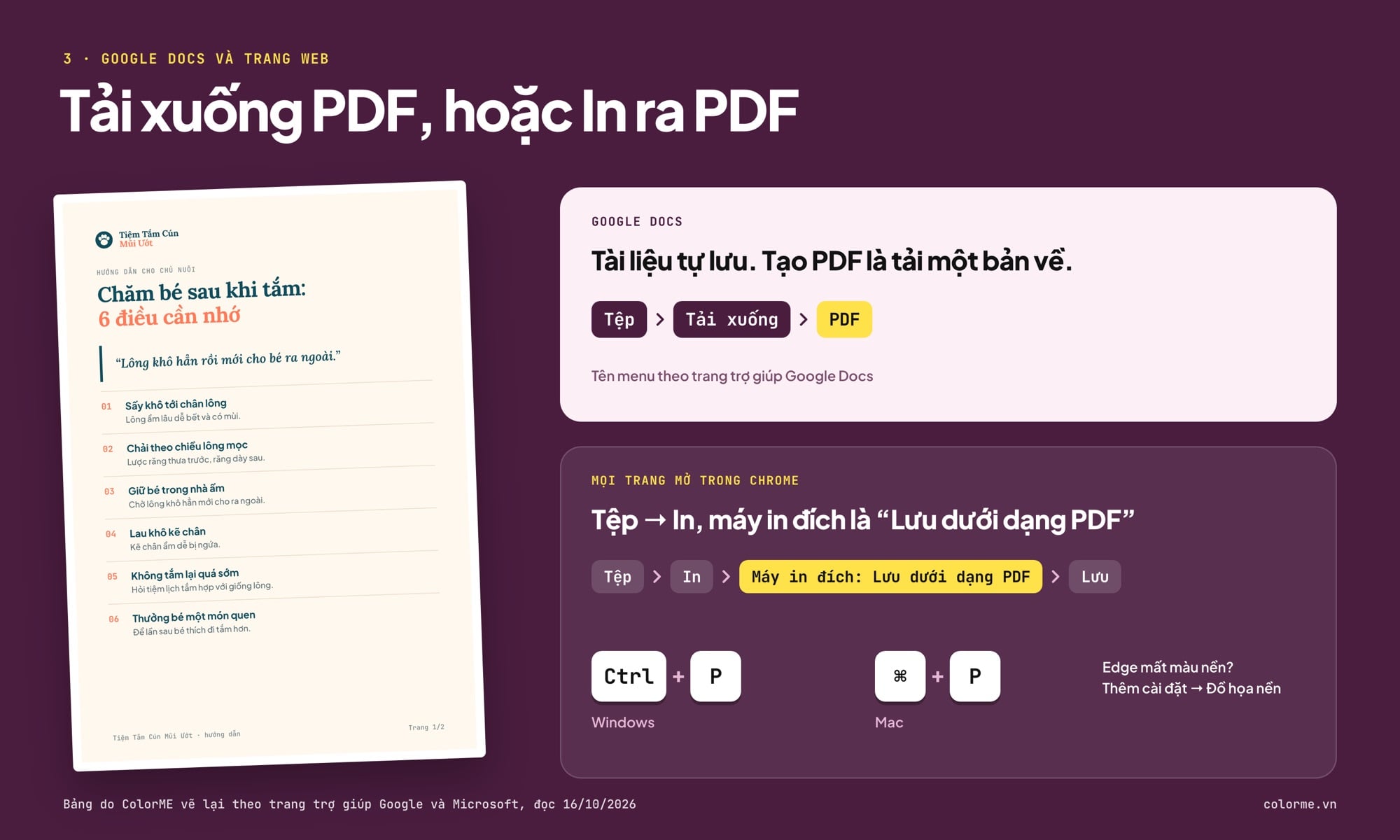 Tải Google Docs dưới dạng PDF và in trang web ra PDF trong Chrome