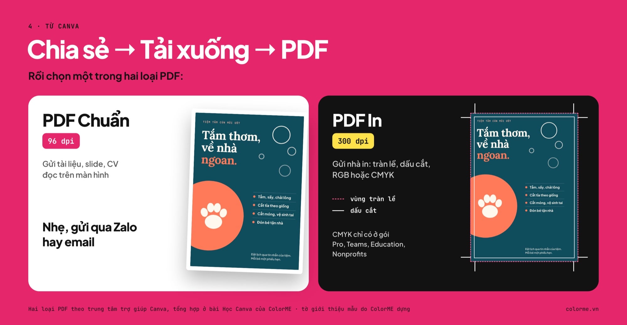 Chọn PDF Chuẩn hay PDF In khi tải từ Canva