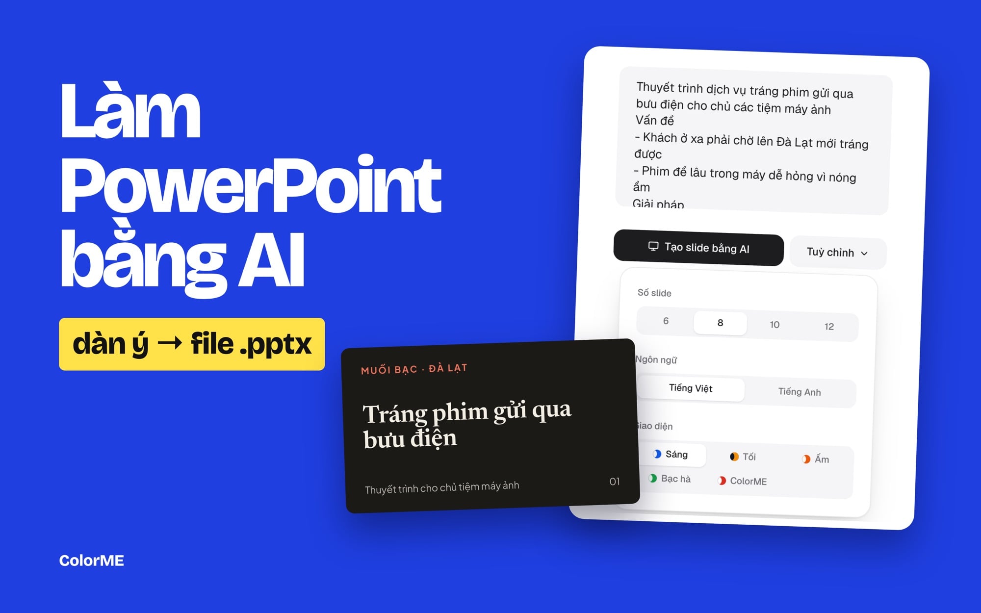 Làm PowerPoint bằng AI với công cụ Slide từ dàn ý của ColorME