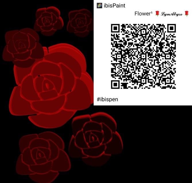 Brush hoa hồng đỏ trên nền đen kèm thẻ mã QR ibisPaint