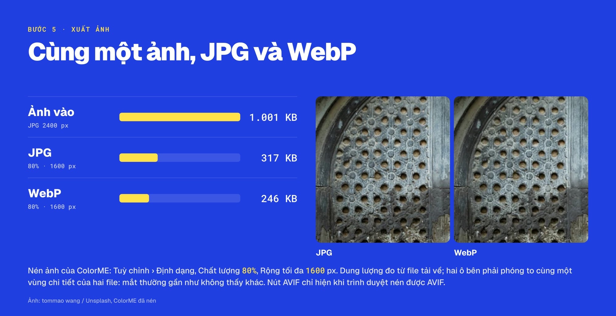 So sánh dung lượng ảnh JPG và WebP khi xuất