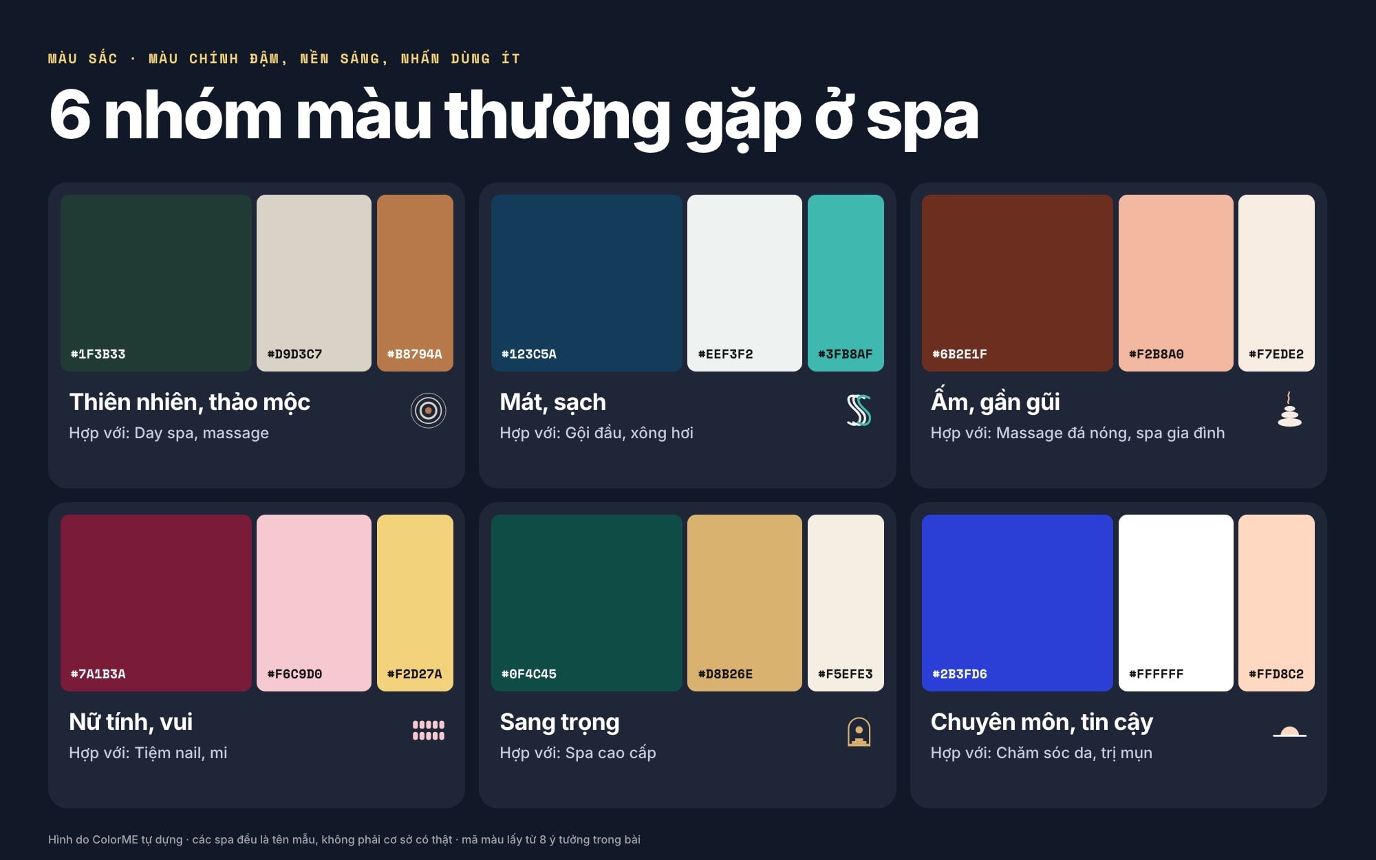 Bảng màu cho logo spa theo cảm giác
