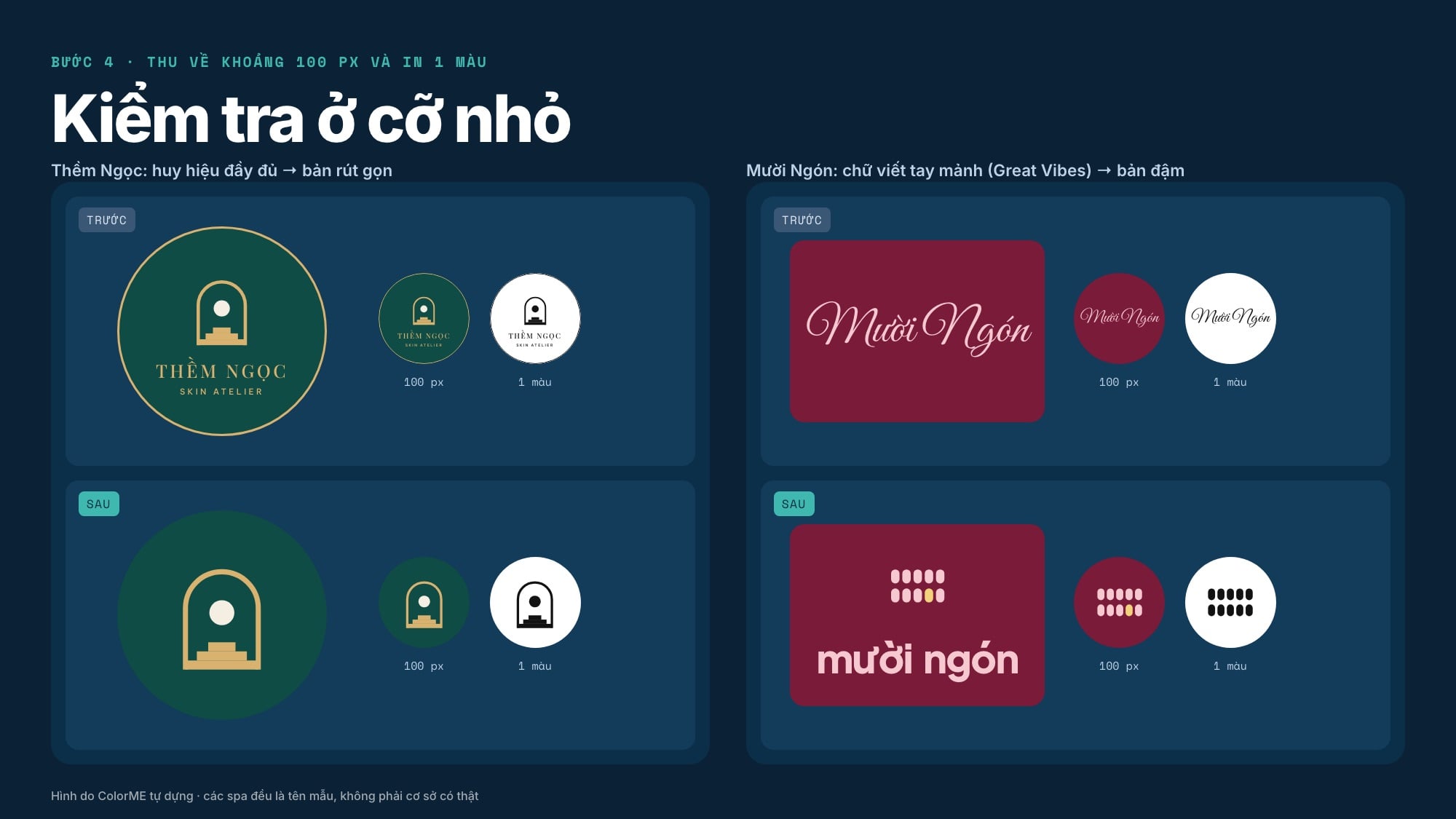 Kiểm tra logo spa ở cỡ 100 px trước và sau