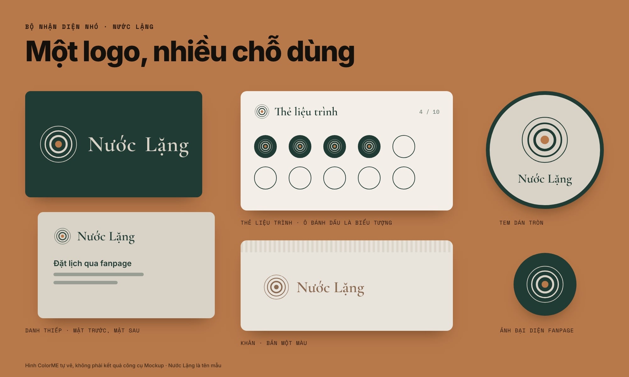 Logo spa trên danh thiếp, thẻ liệu trình, tem dán và khăn