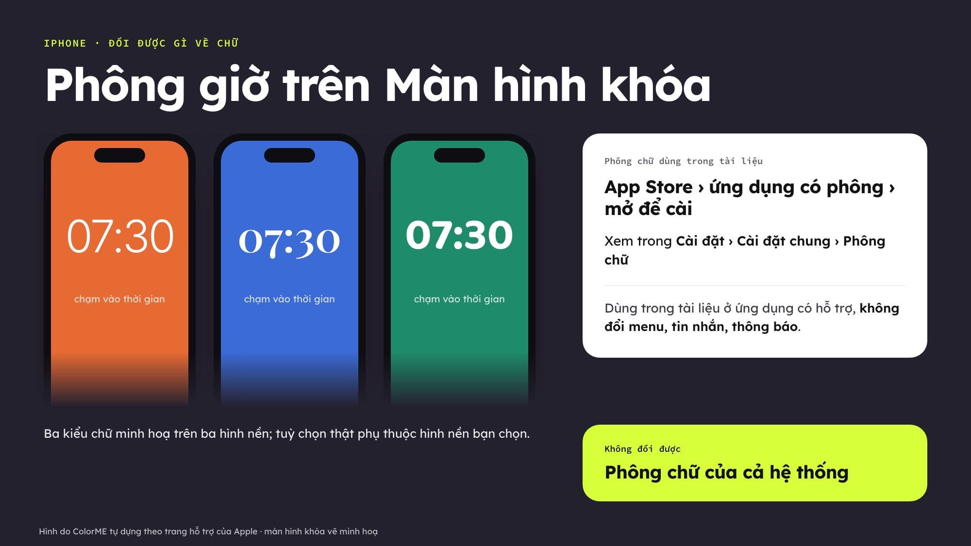 Đổi phông chữ đồng hồ Màn hình khóa iPhone