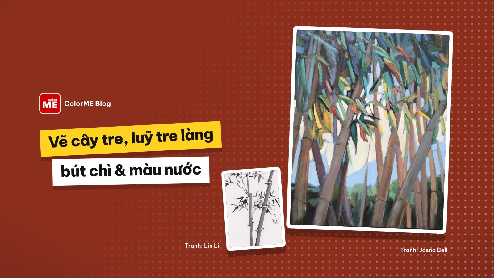 Cách vẽ cây tre, luỹ tre làng bằng bút chì và màu nước