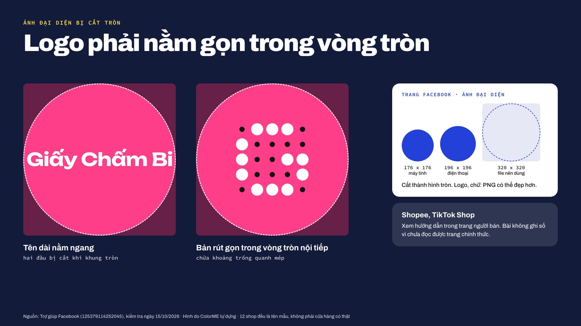 Kích thước ảnh đại diện Trang Facebook và vùng an toàn hình tròn cho logo shop