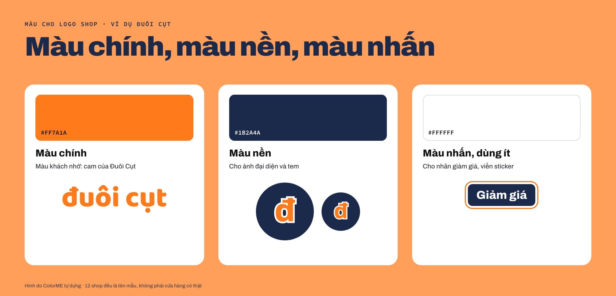Màu chính, màu nền, màu nhấn cho logo shop