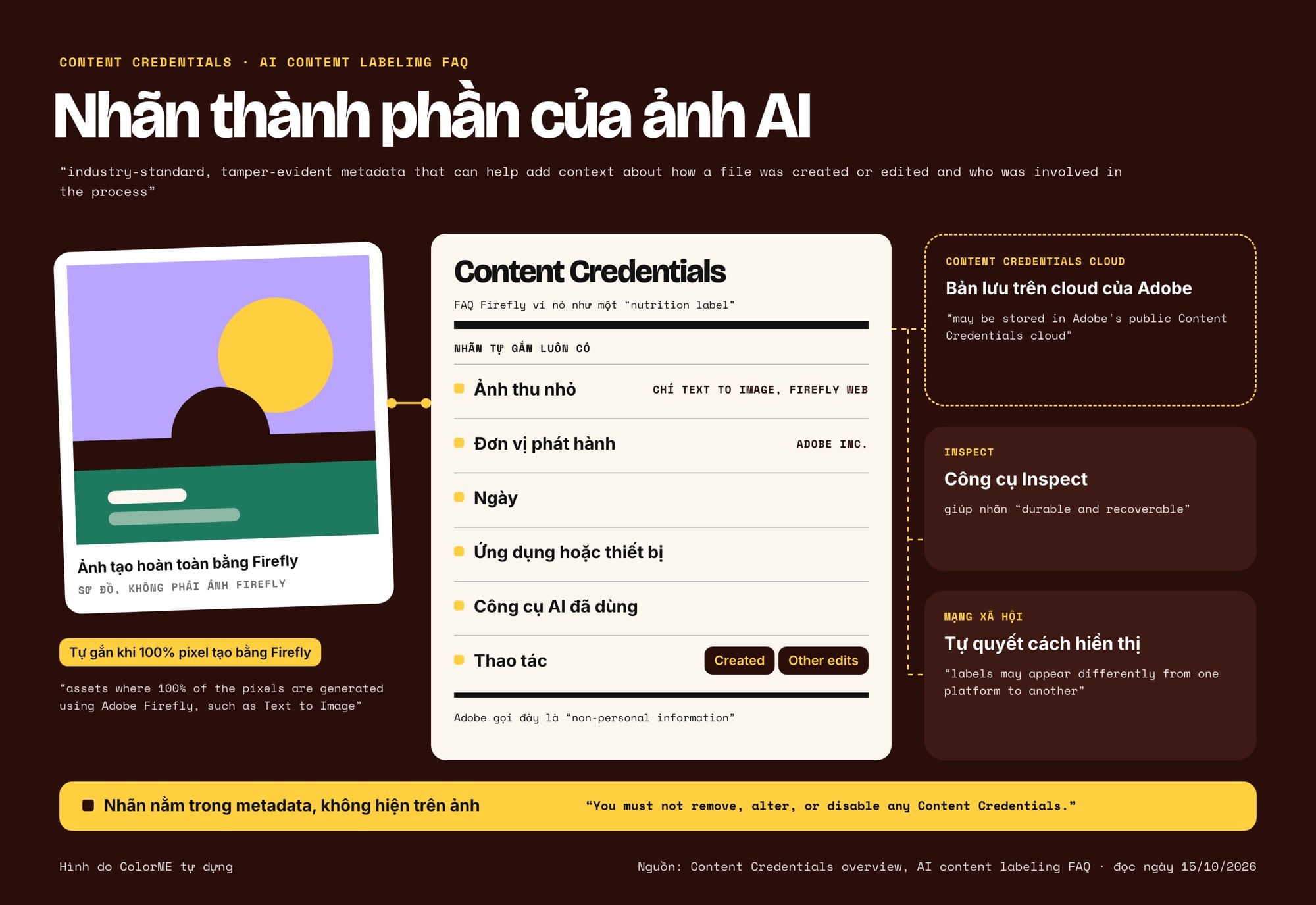 Các trường thông tin trong Content Credentials của ảnh Firefly