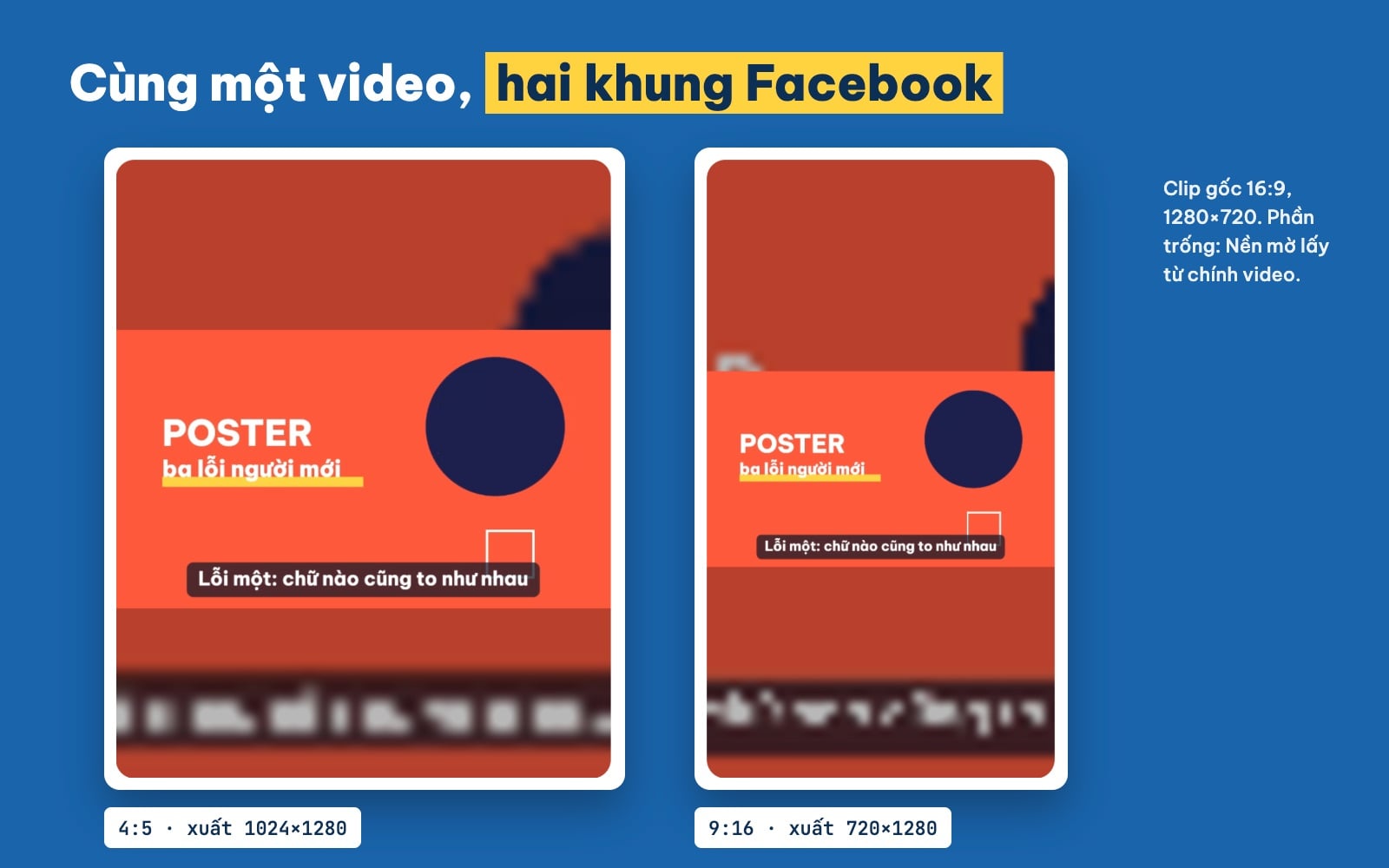 Đổi kích thước video Facebook sang 4:5 và 9:16 với nền mờ