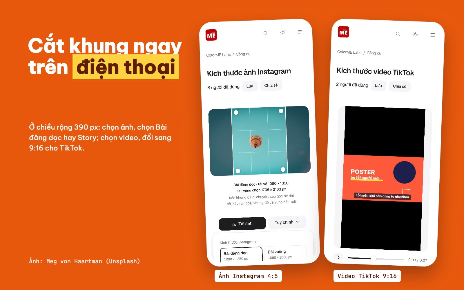 Kích thước ảnh Instagram và video TikTok trên điện thoại 390 px