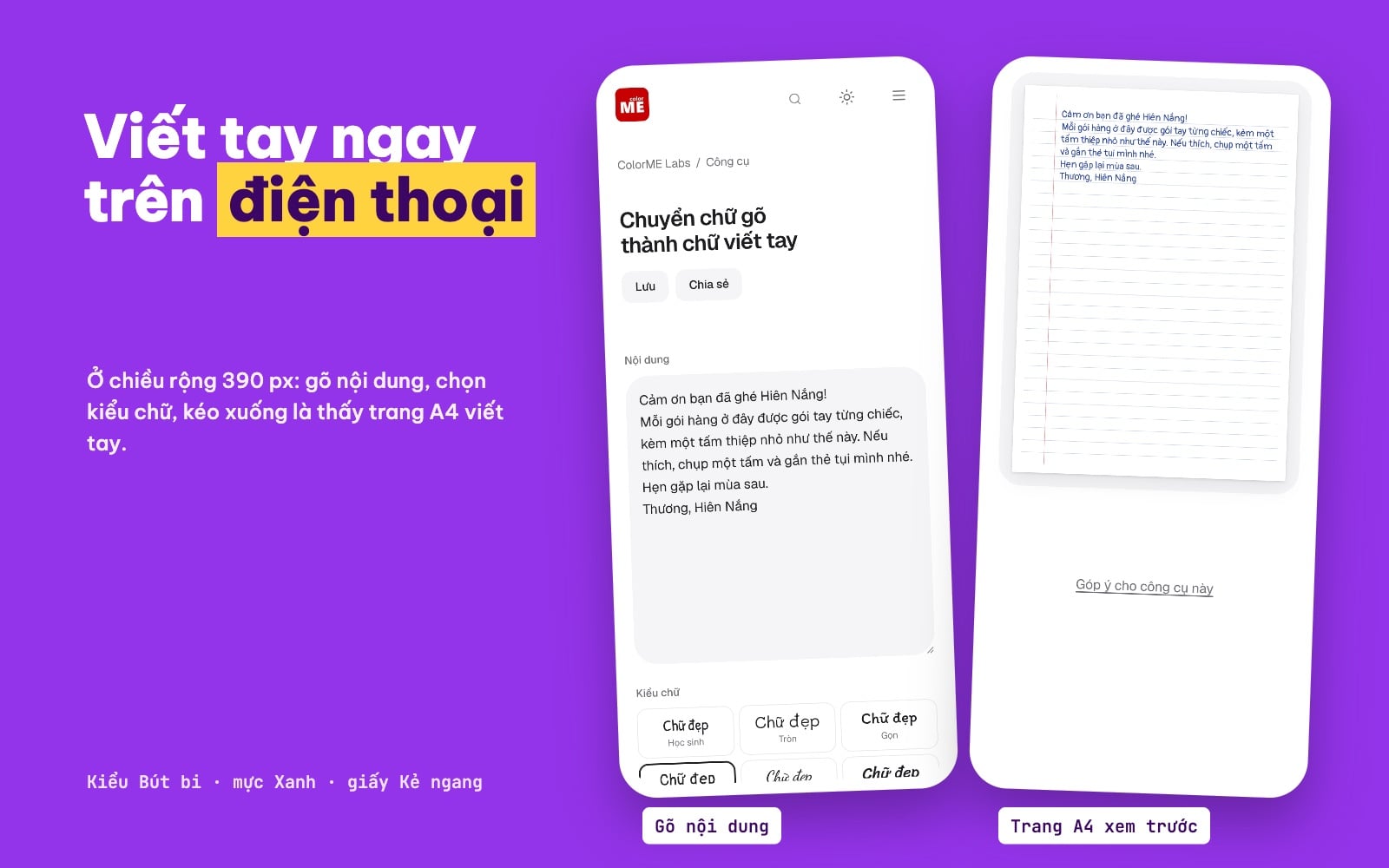 Chuyển chữ gõ thành chữ viết tay trên điện thoại