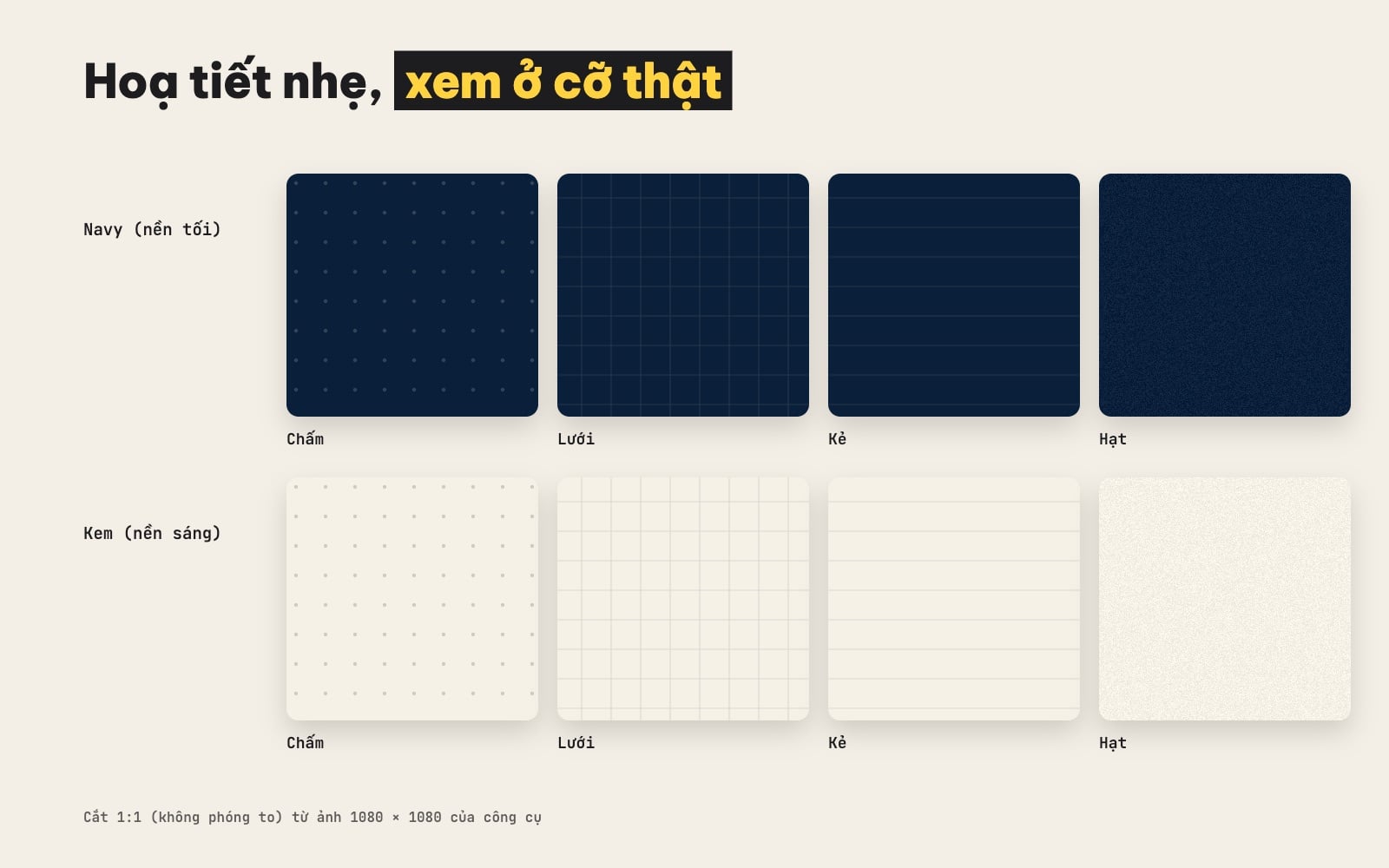 Hoạ tiết chấm, lưới, kẻ, hạt trên nền navy và nền kem