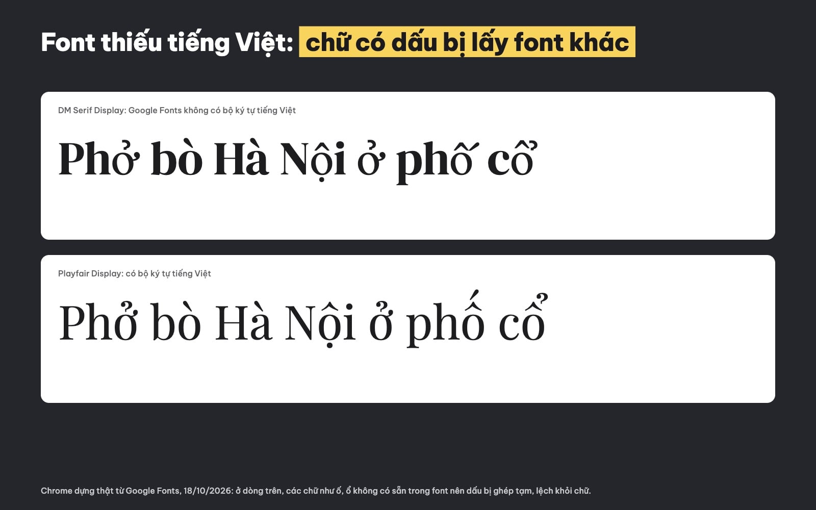 Font có chân thiếu tiếng Việt làm lệch dấu
