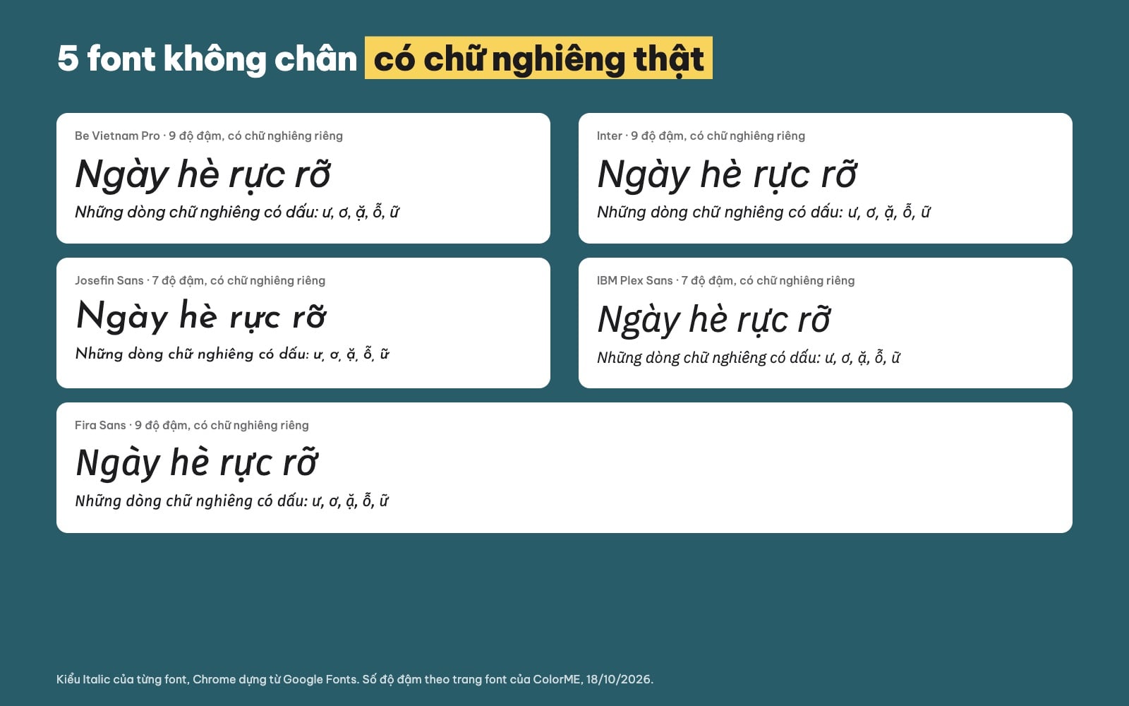 Font chữ nghiêng đẹp không chân, đủ dấu tiếng Việt