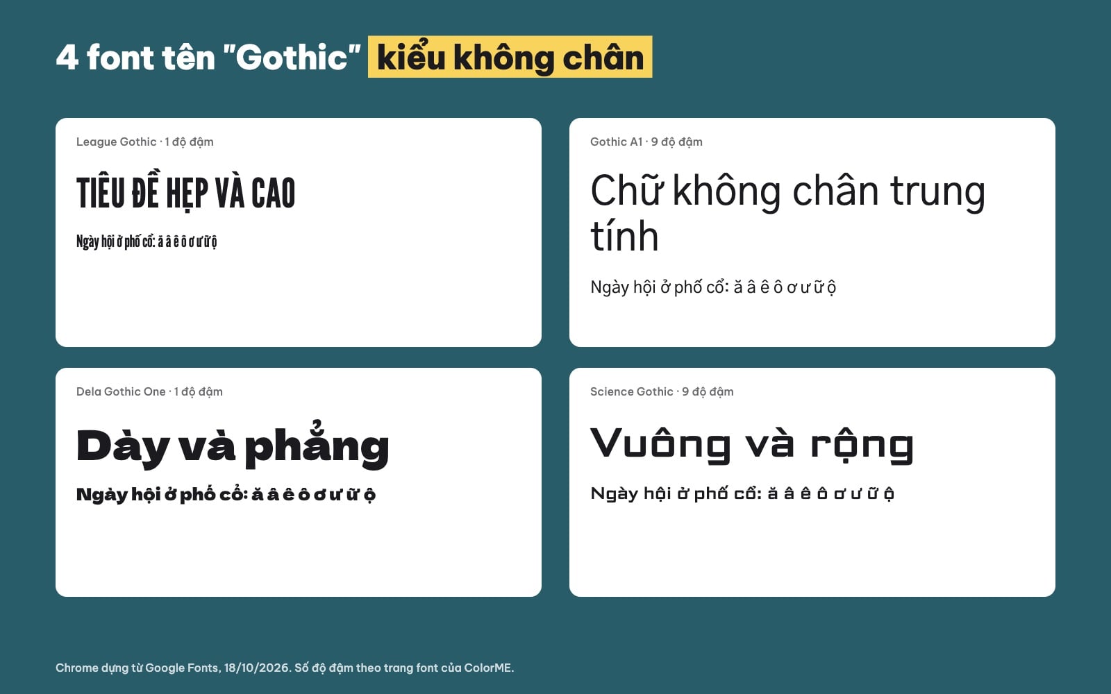 Font tên Gothic kiểu không chân có tiếng Việt