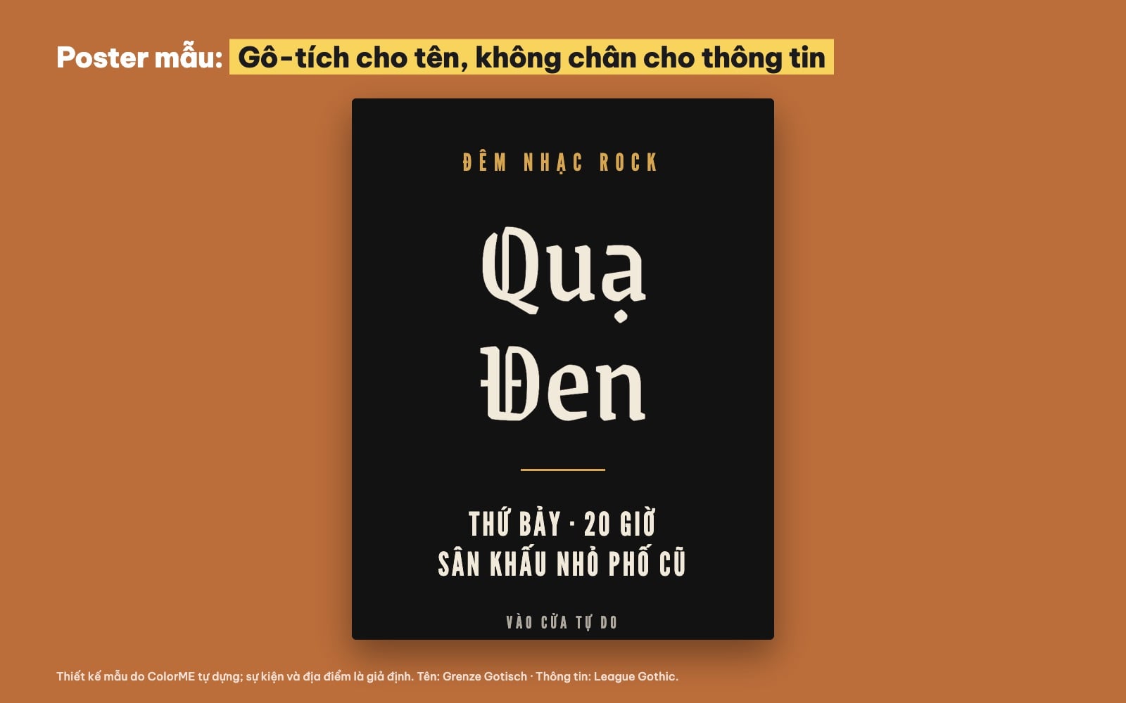 Poster dùng font chữ Gothic tiếng Việt