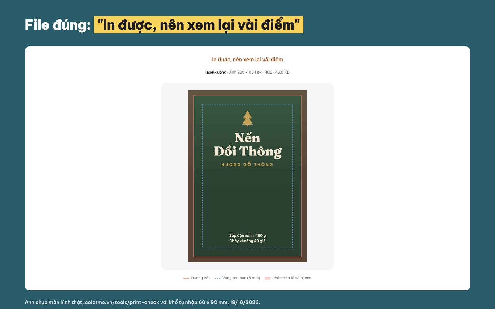 Kiểm tra file in tem nhãn: file đủ độ phân giải và tràn lề