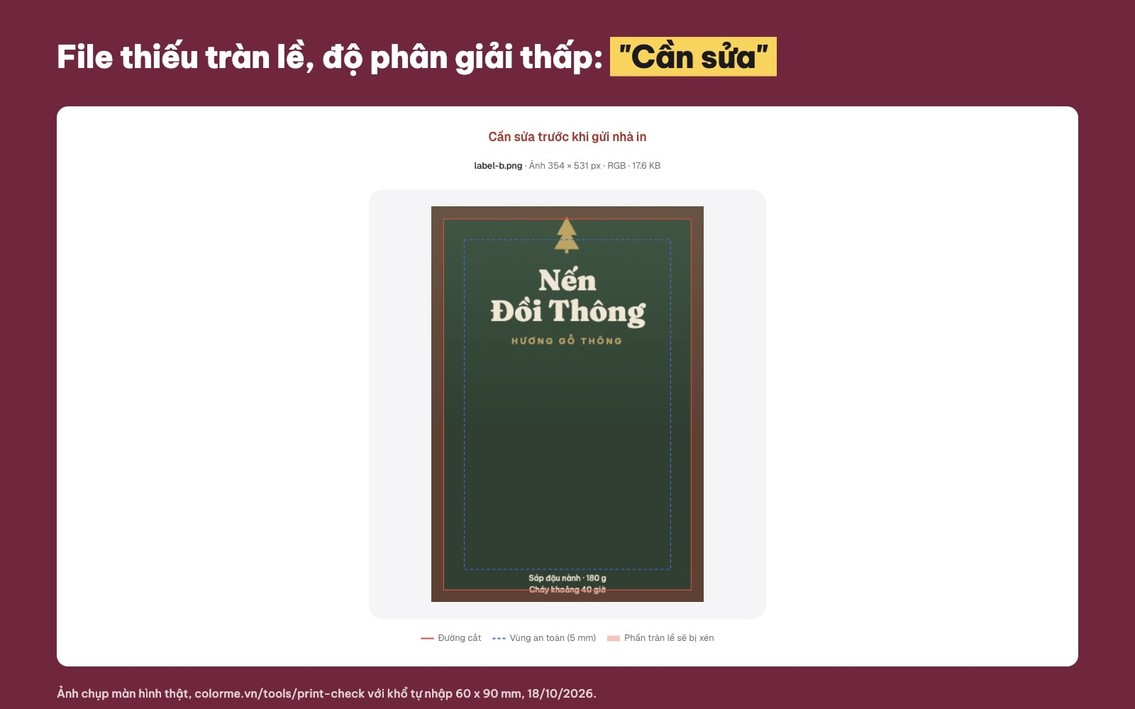 Lỗi file in tem nhãn: thiếu tràn lề và độ phân giải thấp