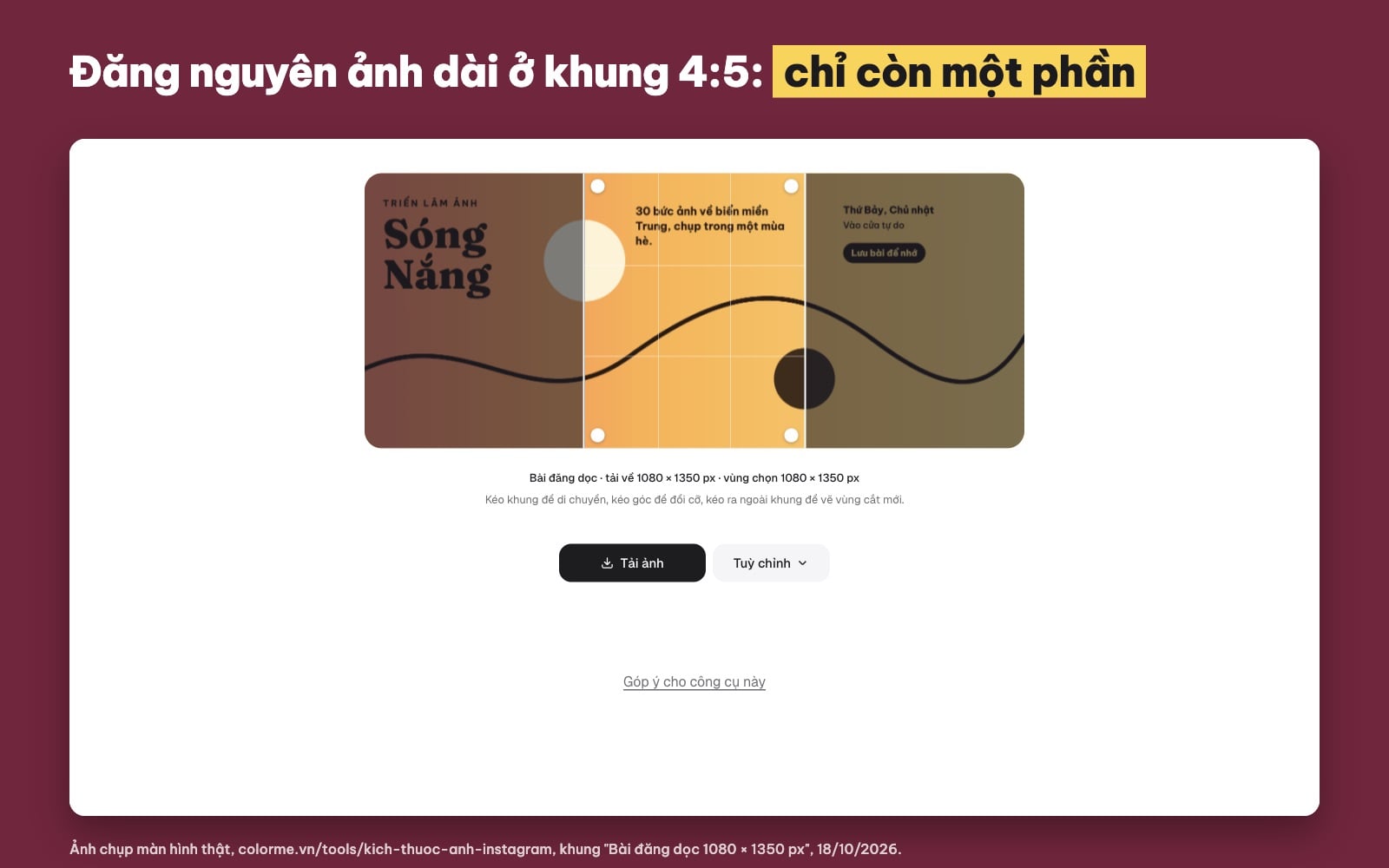 Đăng ảnh dài lên Instagram khung 4:5 bị cắt