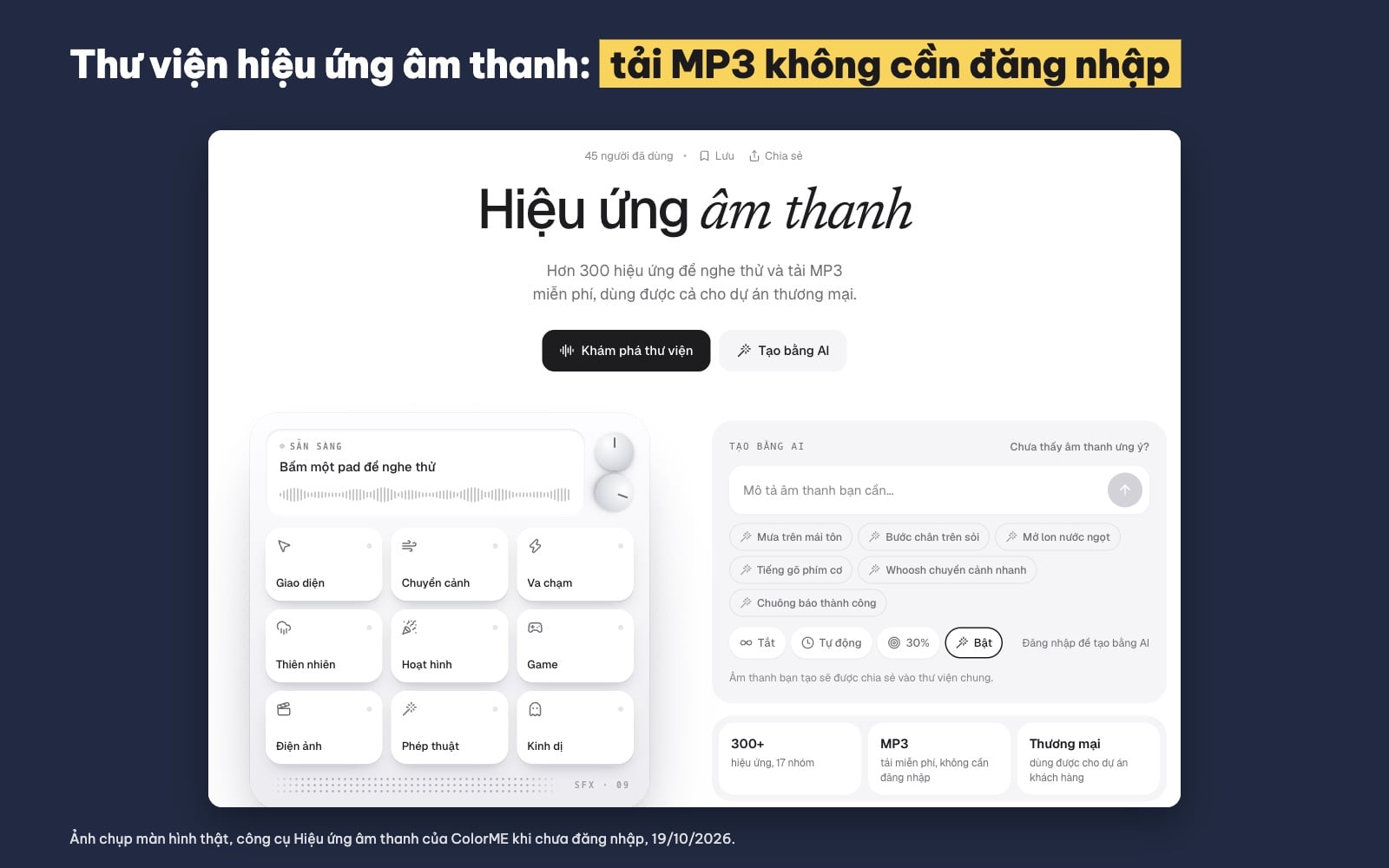 Thư viện hiệu ứng âm thanh tải MP3 miễn phí