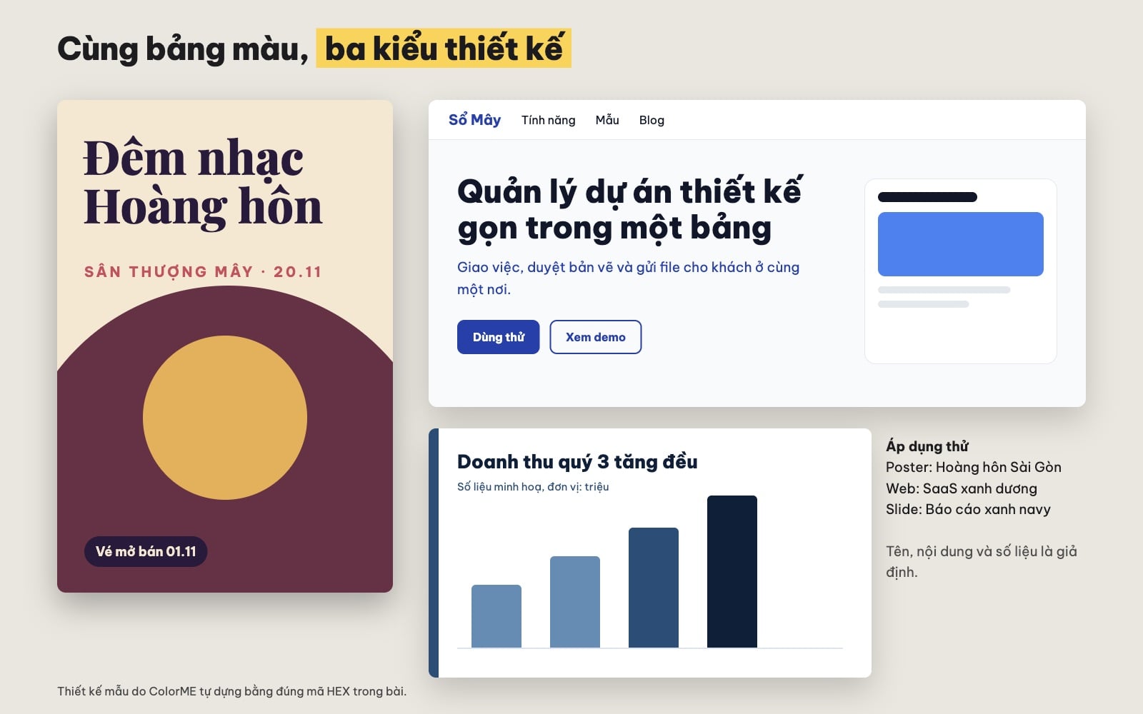 Áp dụng bảng phối màu cho poster, website và slide
