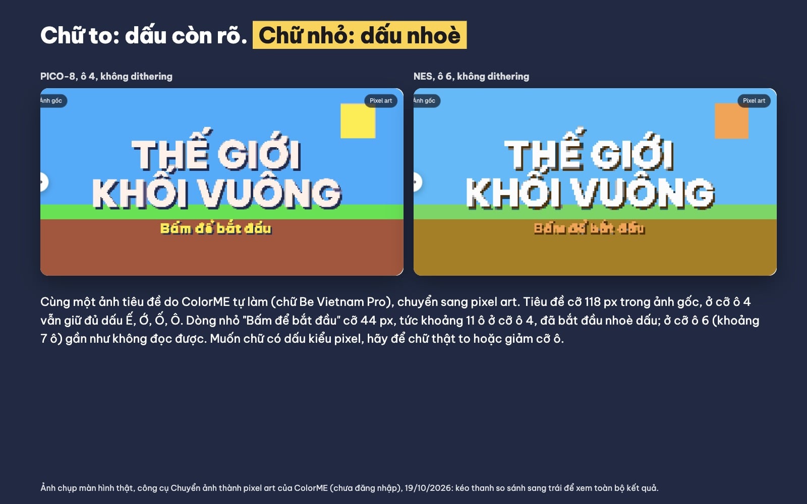 Làm tiêu đề kiểu pixel có dấu tiếng Việt