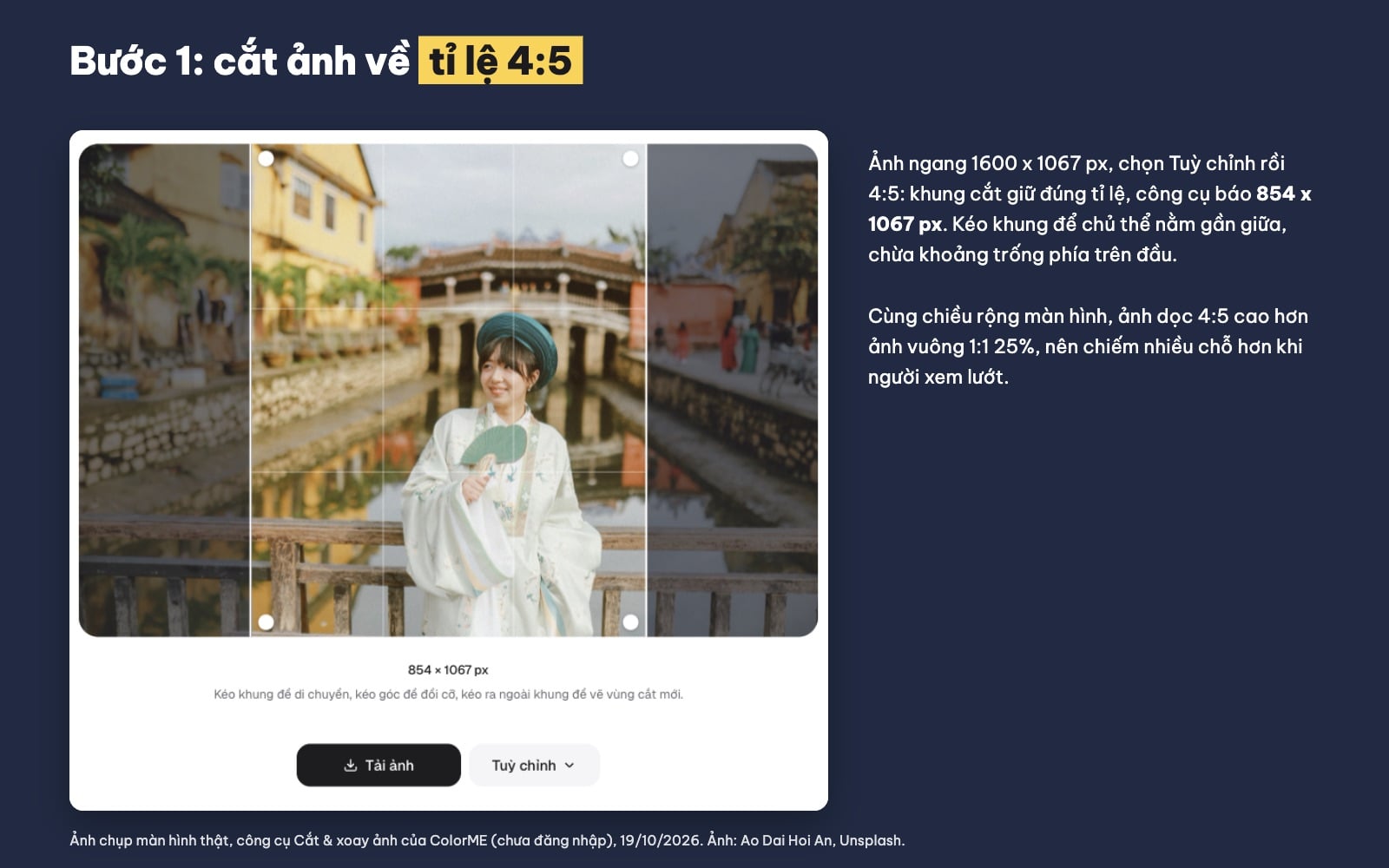 Cắt ảnh tỉ lệ 4:5 để đăng Instagram