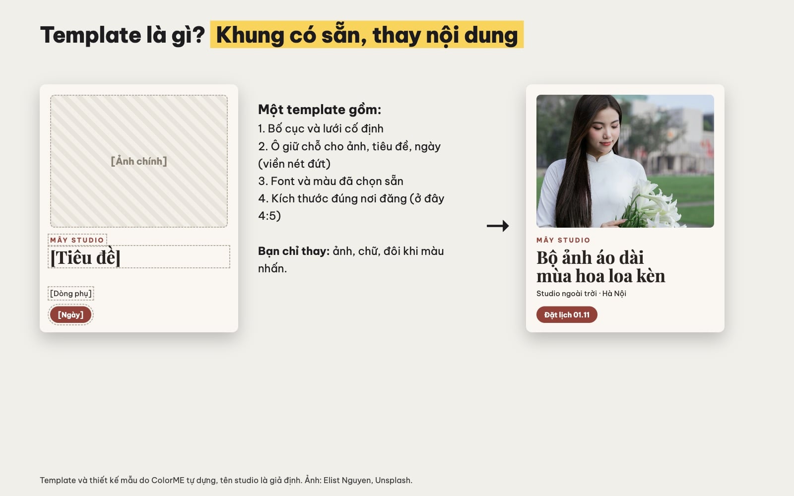 Template là gì: khung thiết kế có ô giữ chỗ và bản hoàn chỉnh