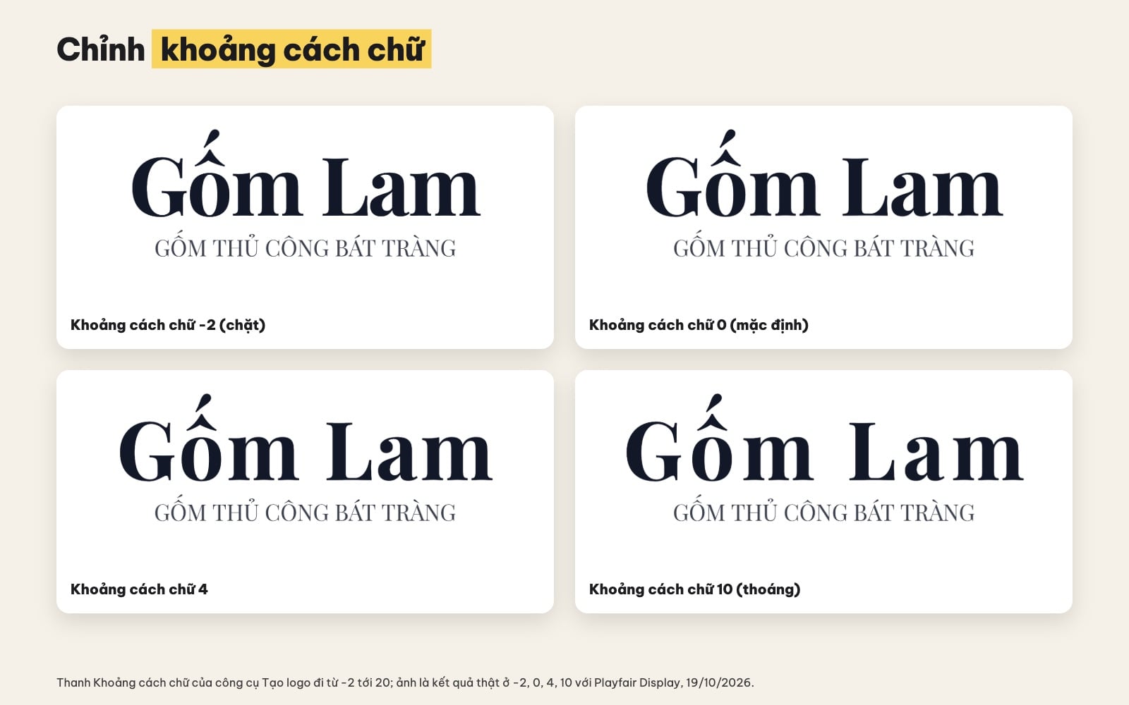 Chỉnh khoảng cách chữ trong logo chữ