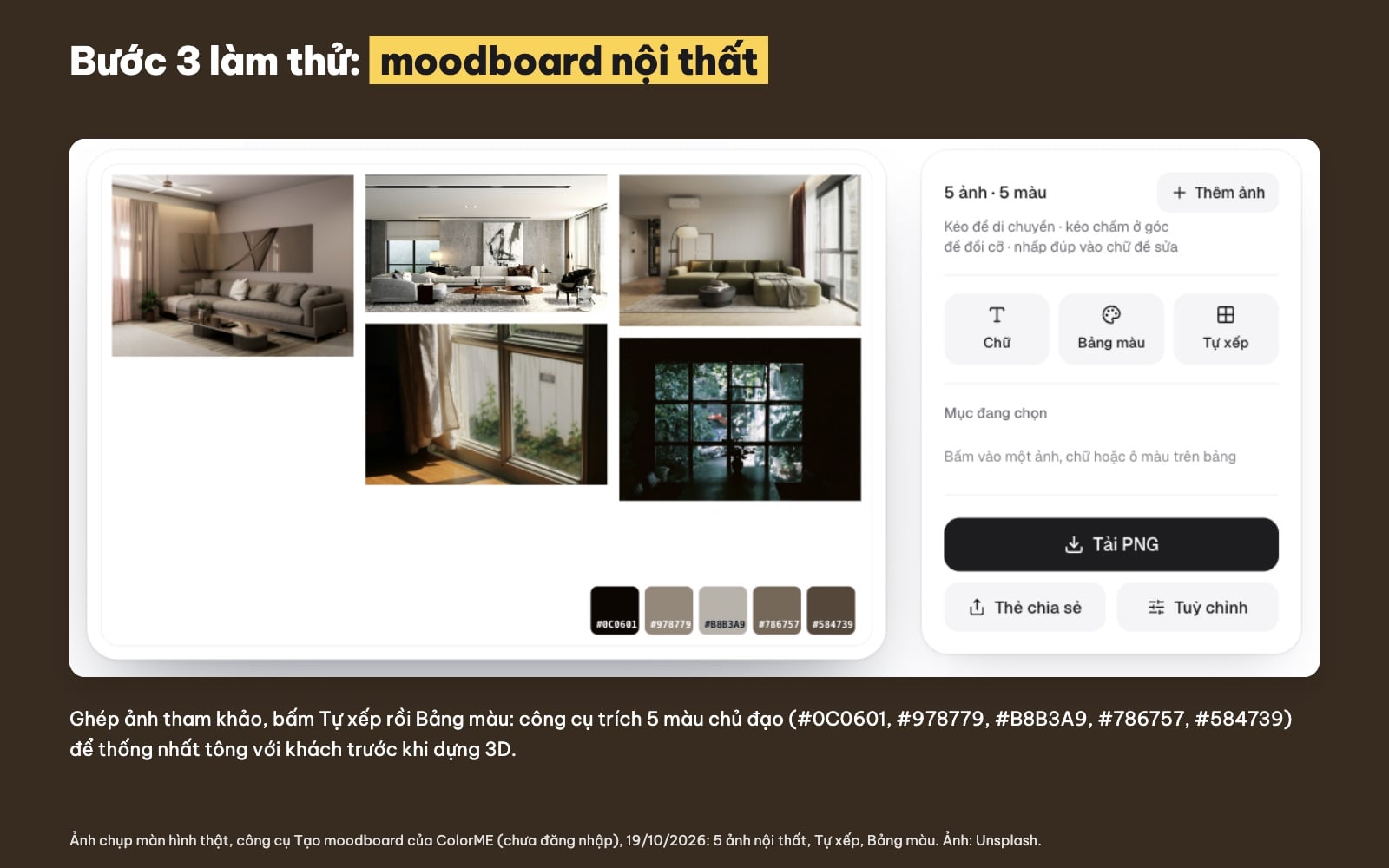 Làm moodboard thiết kế nội thất online