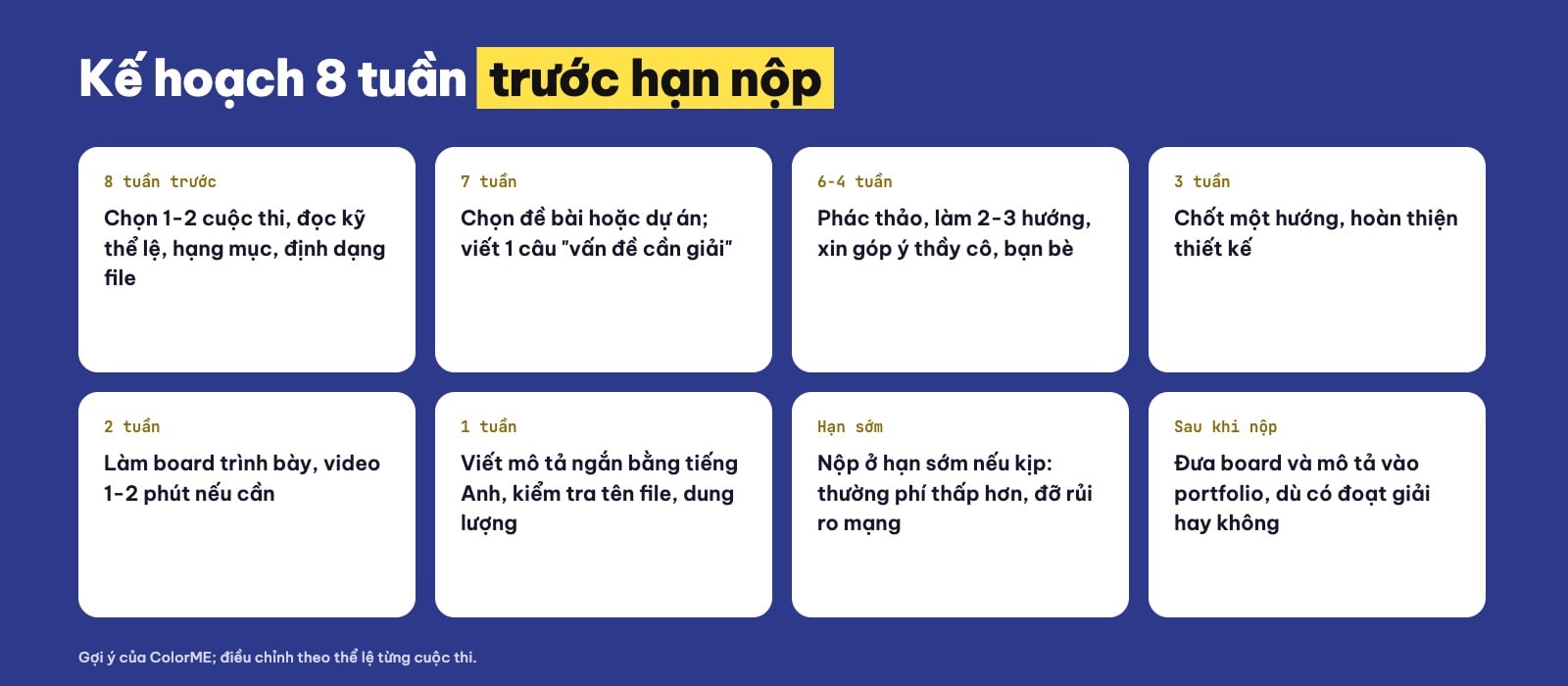 Kế hoạch 8 tuần chuẩn bị bài dự thi thiết kế