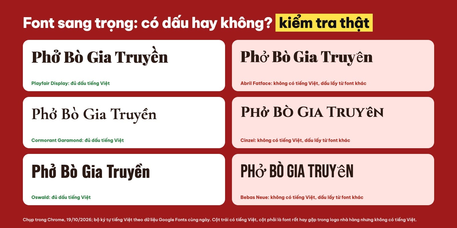 Font logo nhà hàng có và không có dấu tiếng Việt