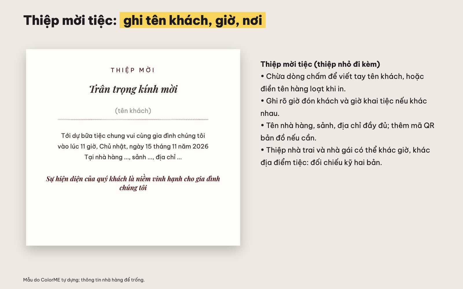 Mẫu nội dung thiệp mời tiệc cưới