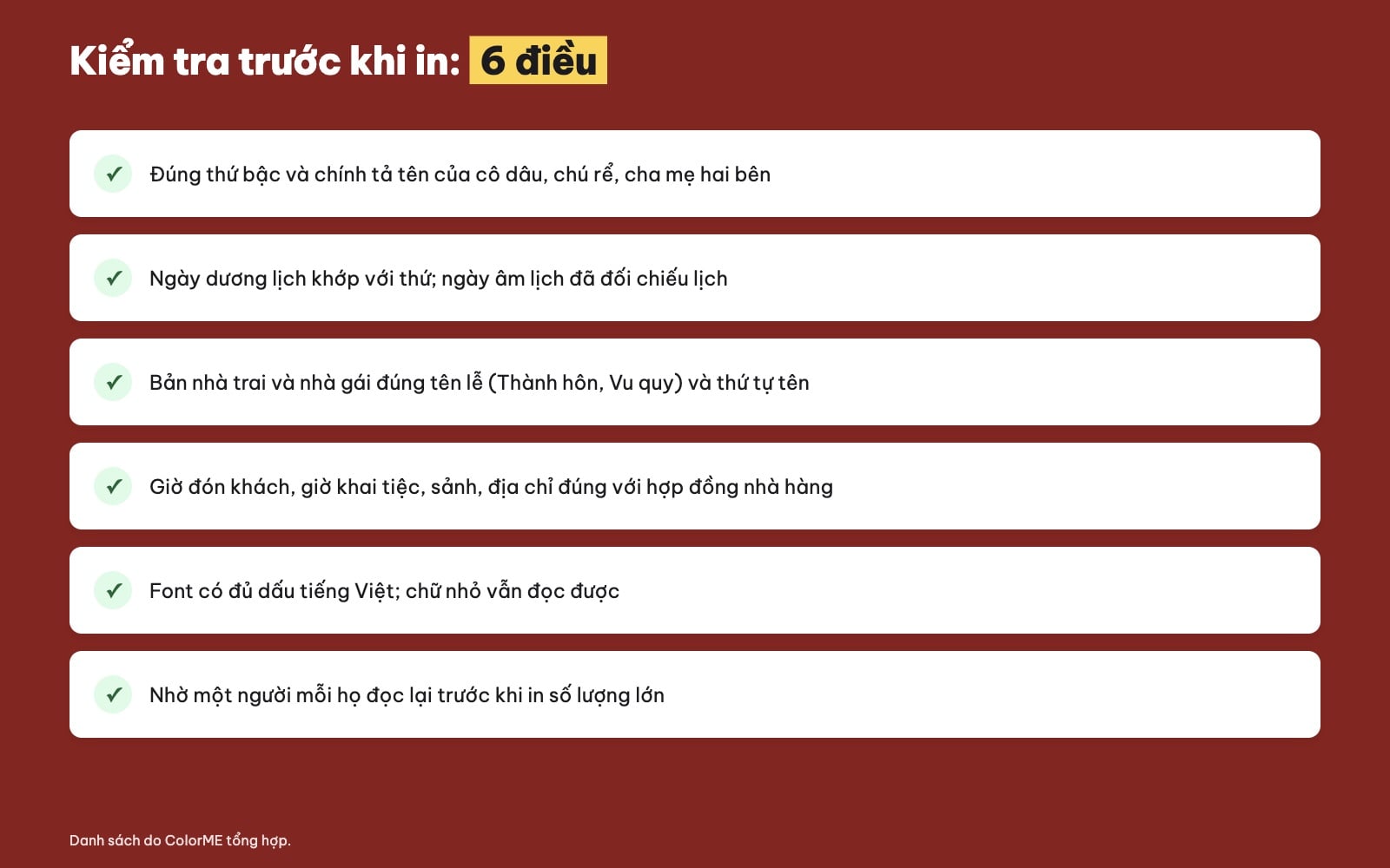 Kiểm tra nội dung thiệp cưới trước khi in