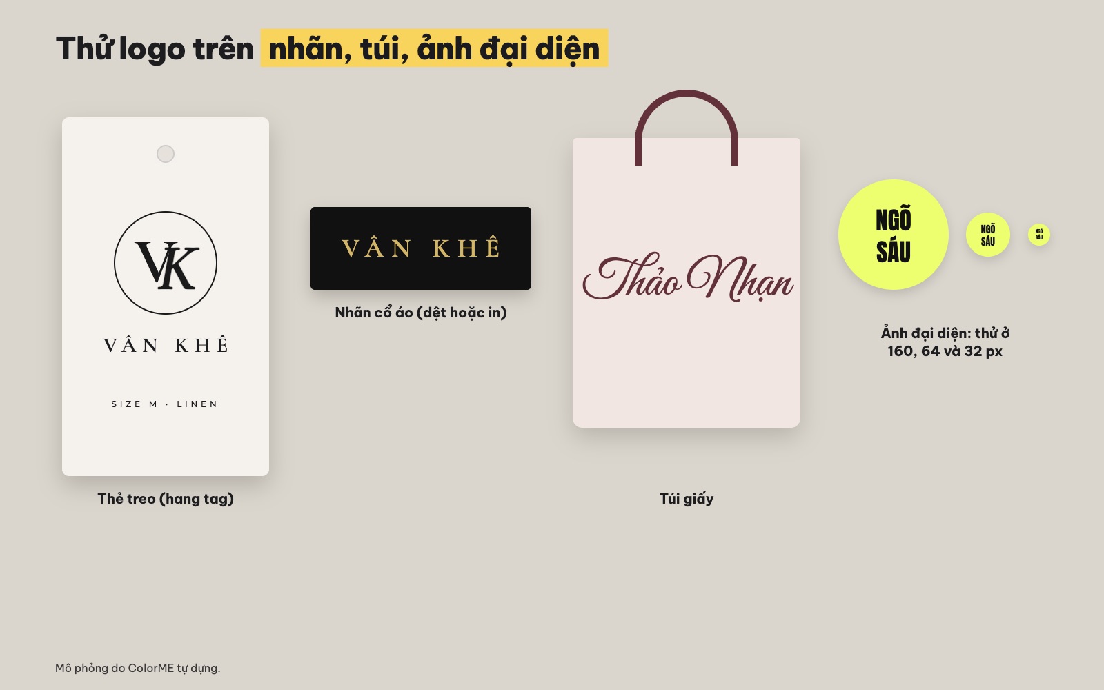 Logo thời trang trên nhãn mác, túi giấy, ảnh đại diện