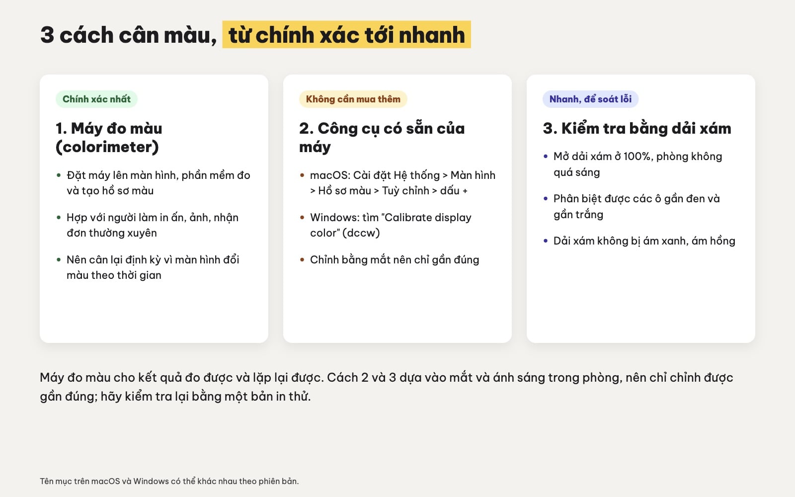 Các cách cân màu màn hình