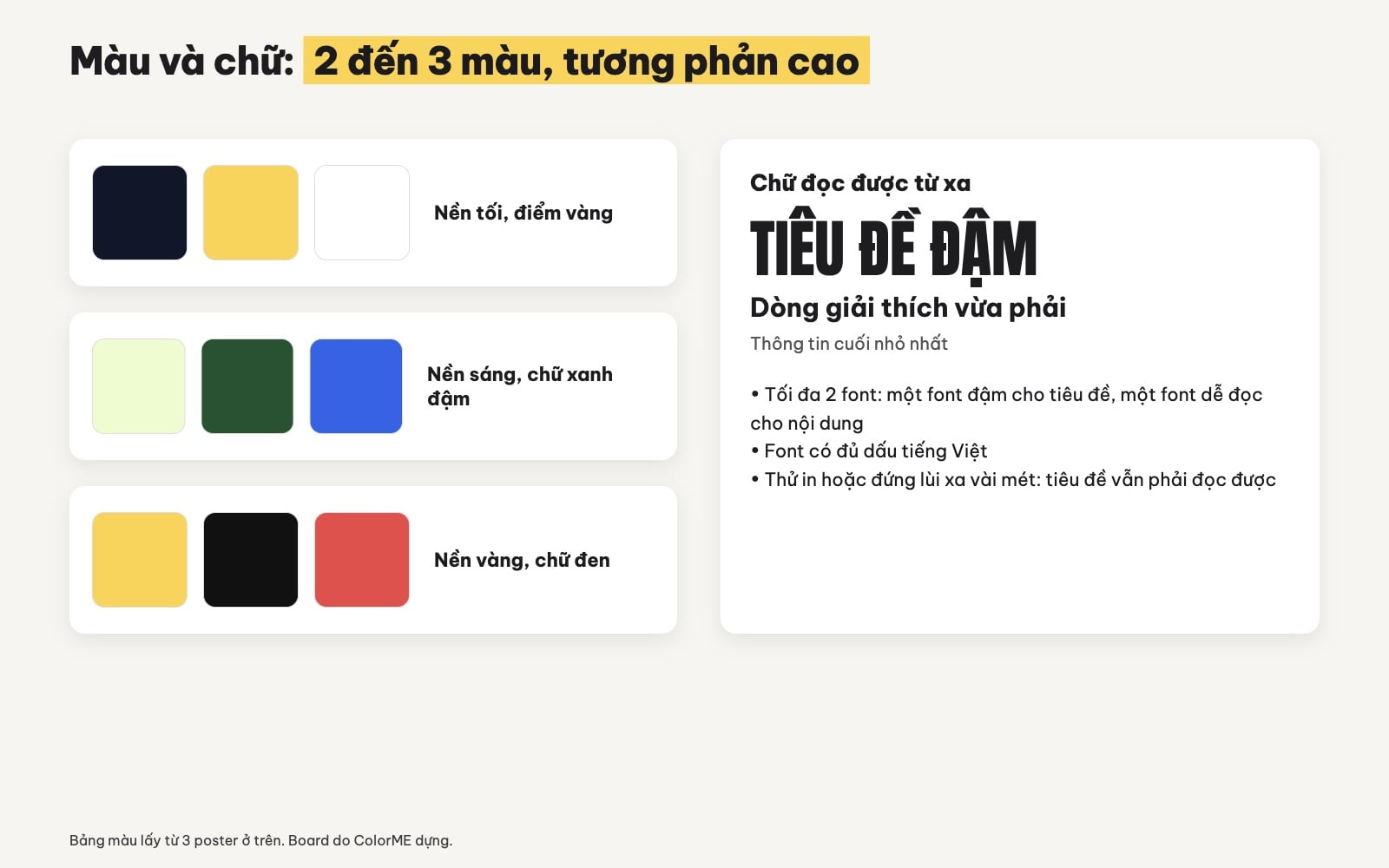 Màu và font cho poster tuyên truyền