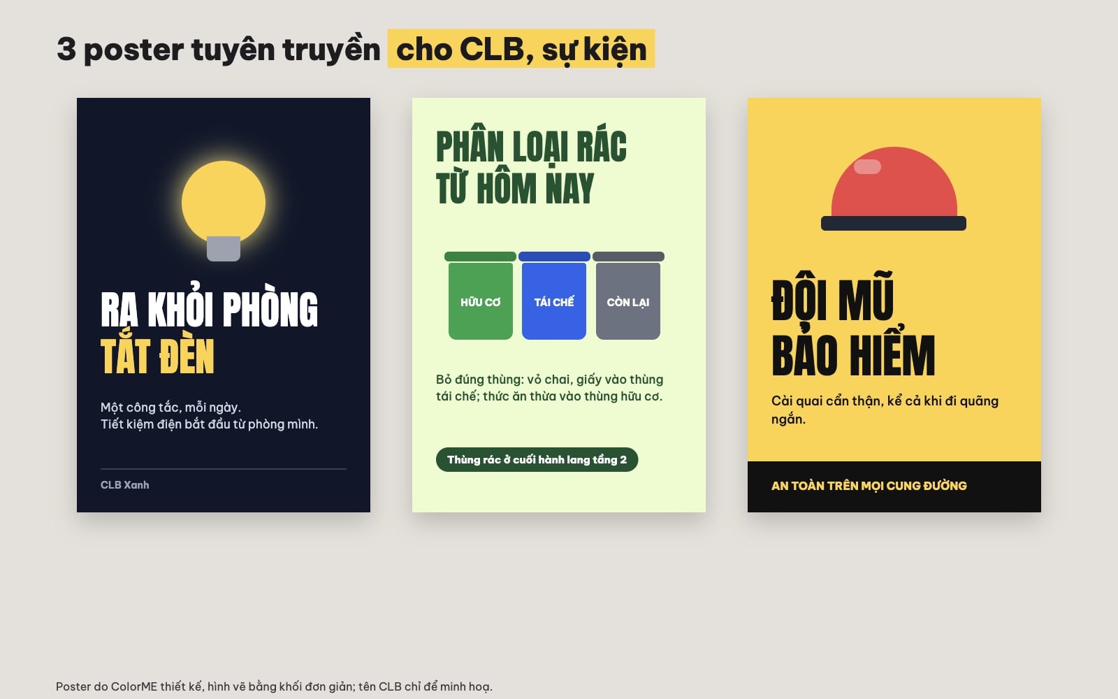Mẫu poster tuyên truyền tiết kiệm điện, phân loại rác, an toàn giao thông