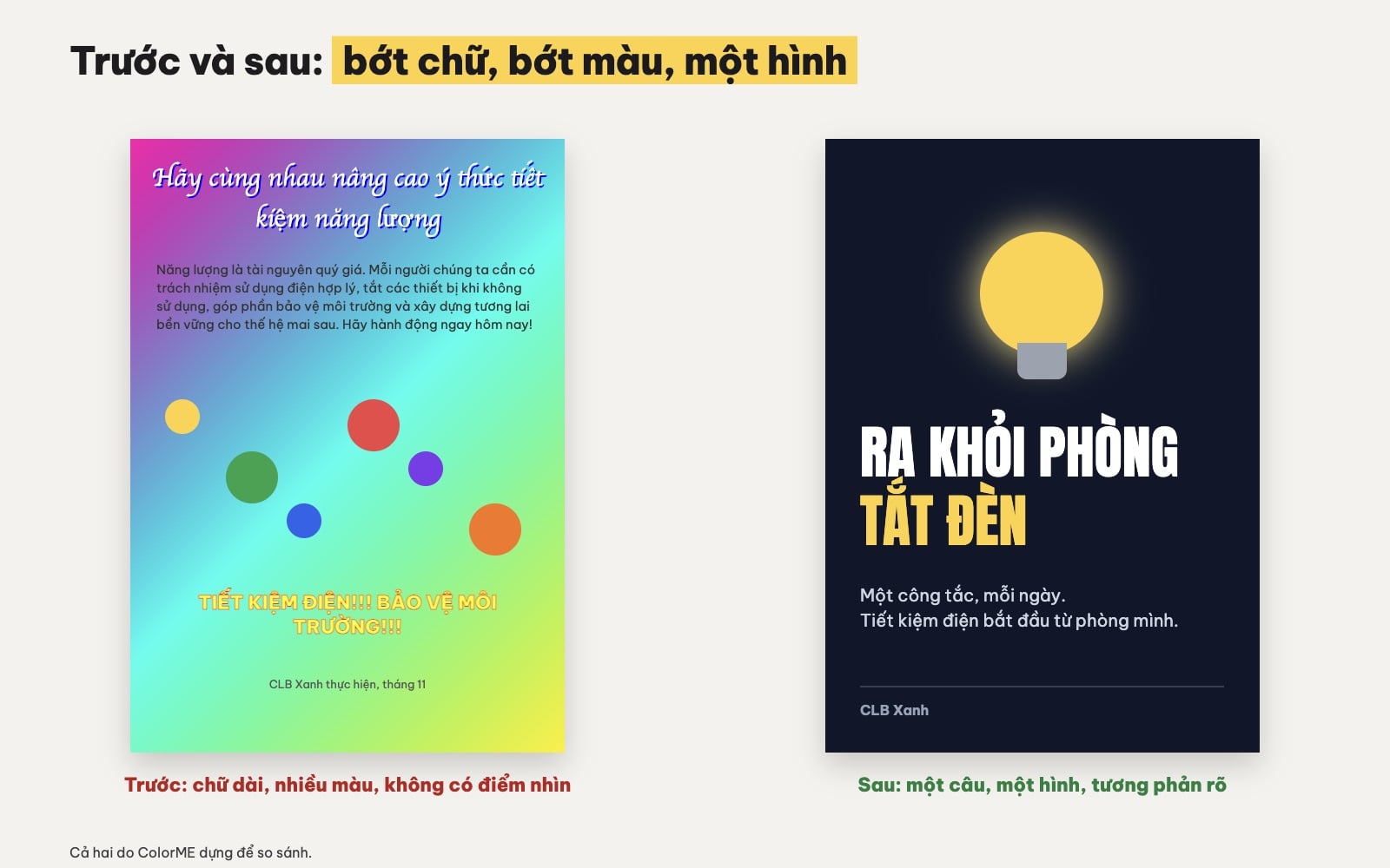 Poster tuyên truyền trước và sau khi sửa