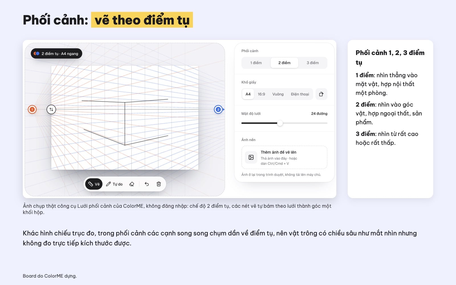 Vẽ phối cảnh 2 điểm tụ trên lưới phối cảnh online