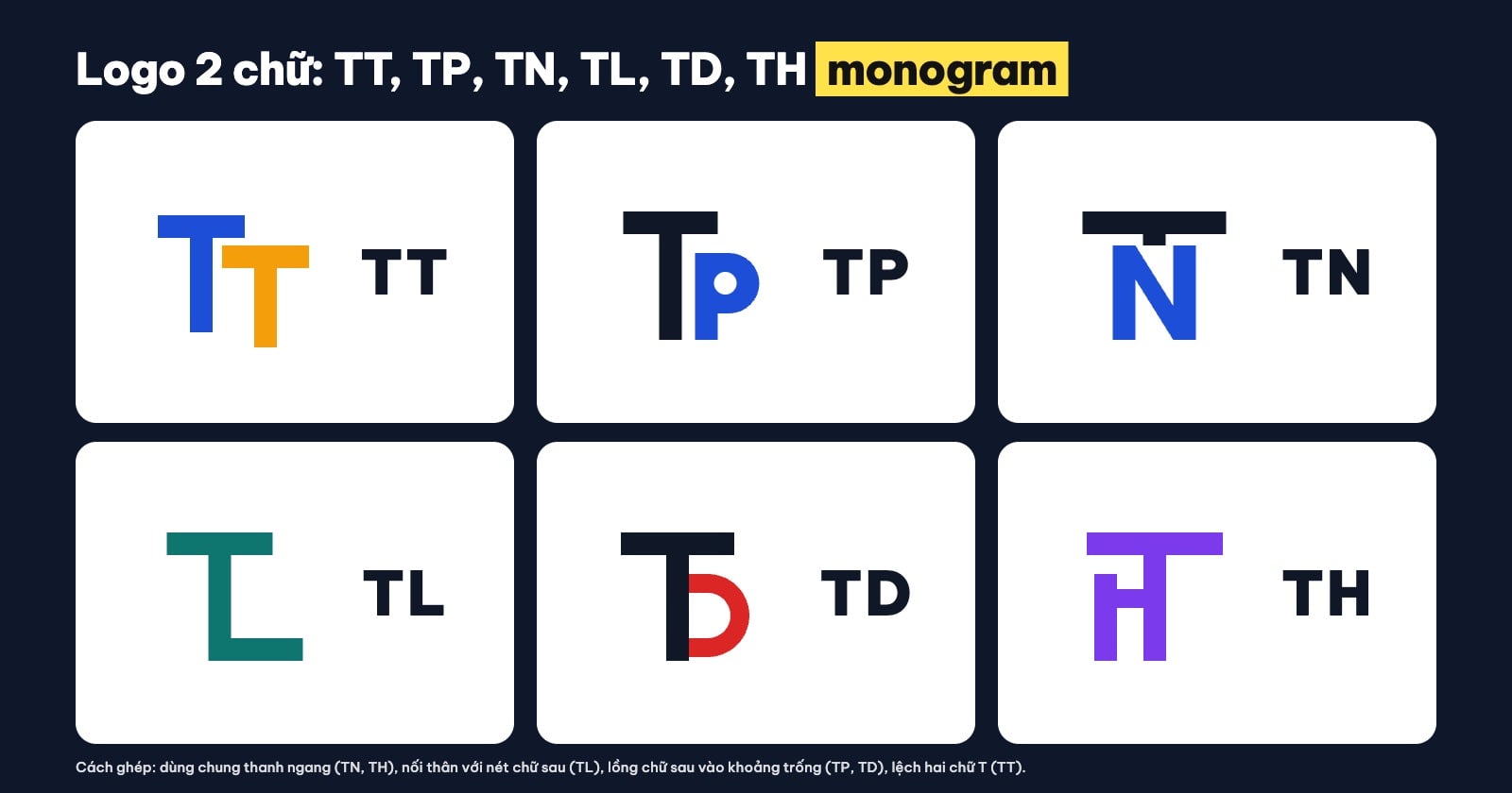 Logo chữ TT, TP, TN, TL, TD, TH monogram