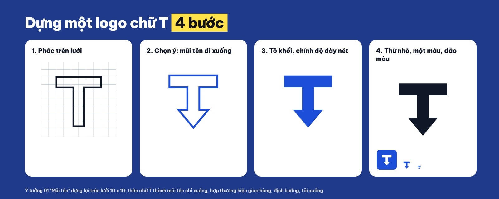 Cách thiết kế logo chữ T trên lưới 4 bước